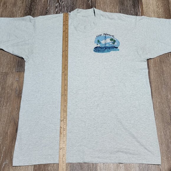 Vintage Sea Hawk Sailing T-Shirt Gray USA Made 90s Nautical Boat Graphic XL - Picture 10 of 10